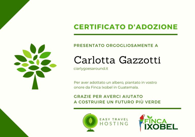 certificato albero ciarlygoesaround.it easy travel hosting ecologico